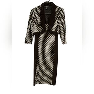 R&M Richards Women's Elegant Black And White Dress With 3/4 Sleeve Jacket Size 6